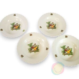 Vintage Set of 4 Melamine Soup Bowls Courting Couple Fragonard 9"